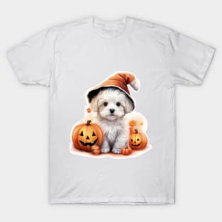 White cute Halloween puppy Dog T-Shirt